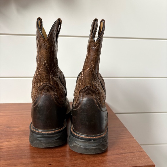 Ariat Kids WorkHog XT Coil Western Boots Wide Square Toe Brown Cowboy Leather 1 - Picture 3 of 7